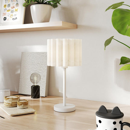 Lampe de table de style rétro, abat-jour en plastique blanc, douille E27