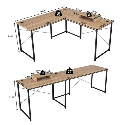 Umkehrbarer L-förmiger Computertisch mit Monitorständer