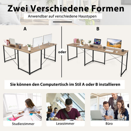 Umkehrbarer L-förmiger Computertisch mit Monitorständer