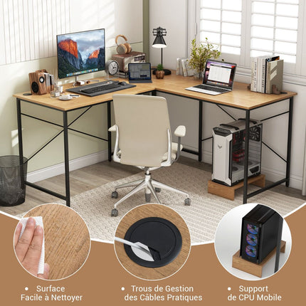 Wendbarer L-förmiger Eckschreibtisch 150 cm mit USB-C-Anschluss