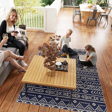 Tapis d'extérieur réversible, résistant aux intempéries, 182 x 274 cm, bleu/blanc