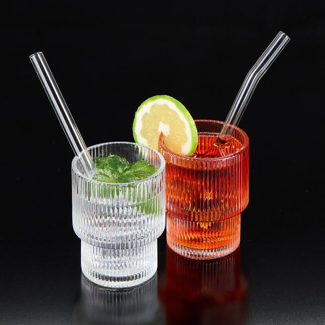 Lot de 4 verres à boire côtelés