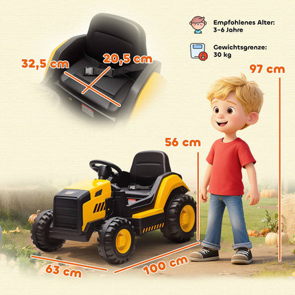 Véhicule de chantier à pédales pour enfants, télécommandé, 3-6 ans