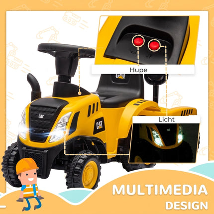 Pelleteuse électrique à pédales avec pelle et remorque, jaune, 1-3 ans