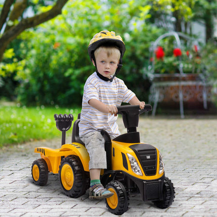 Pelleteuse électrique à pédales avec pelle et remorque, jaune, 1-3 ans
