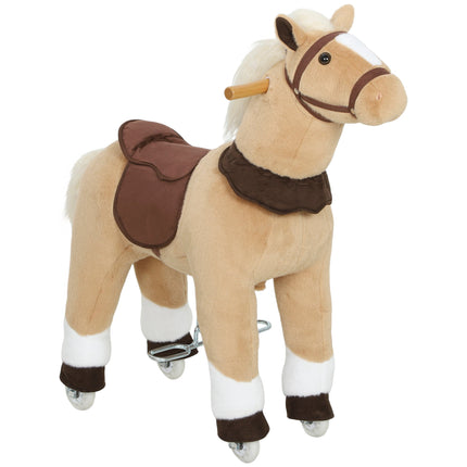 Cheval à bascule en peluche pour enfants de 3 à 5 ans, marron