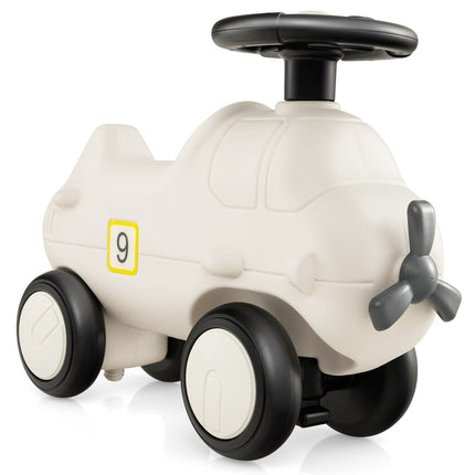 Voiture à conducteur porté au look avion avec un joli véhicule à hélice blanc