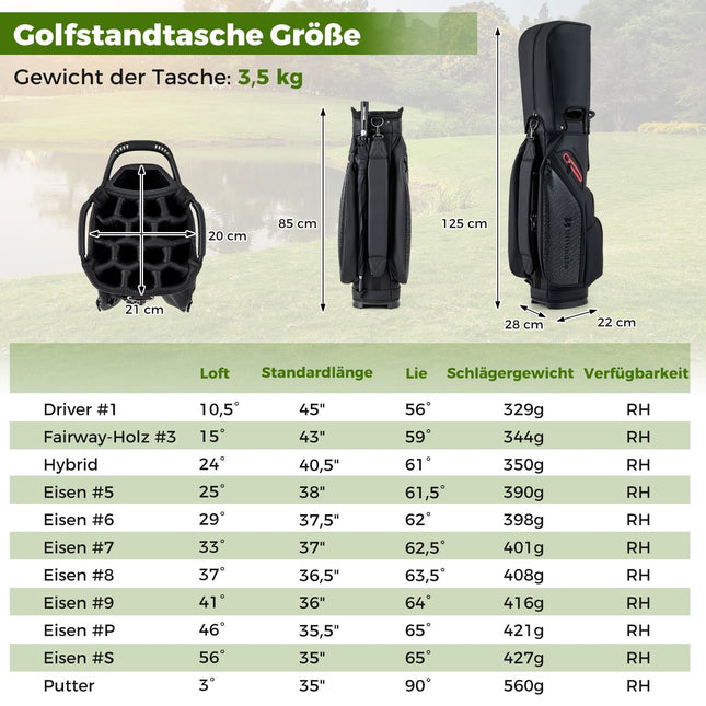 Ensemble de clubs de golf pour homme droitier avec sac trépied