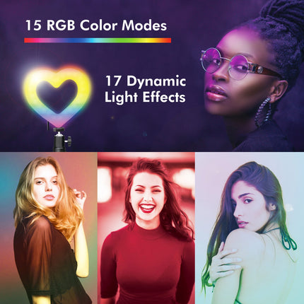 Ringlicht Herzform RGB mit Tischständer