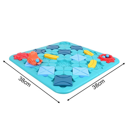 Road Building Logic Game for Children, 38 x 38 cm Board, 4 Ramps