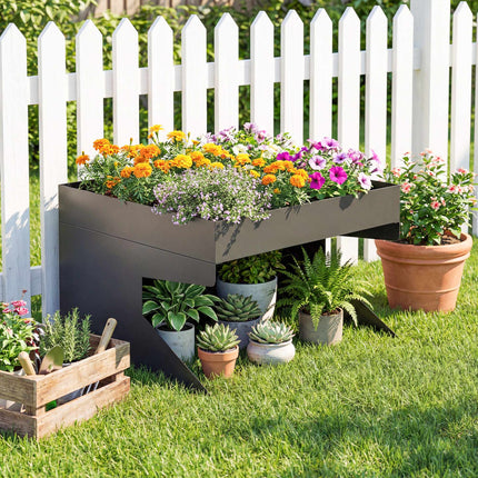 Garage pour tondeuse robotisée avec jardinière, en acier galvanisé