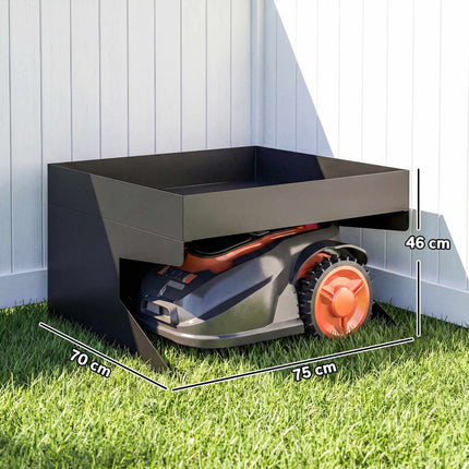 Garage pour tondeuse robotisée avec jardinière, en acier galvanisé