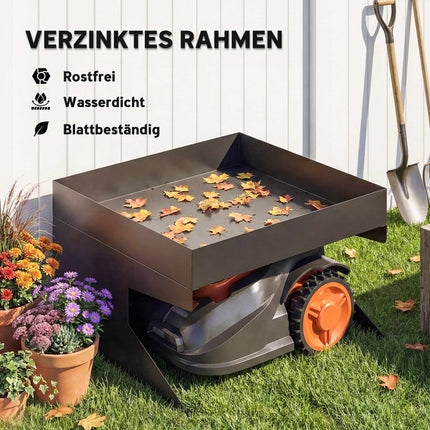 Garage pour tondeuse robotisée avec jardinière, en acier galvanisé