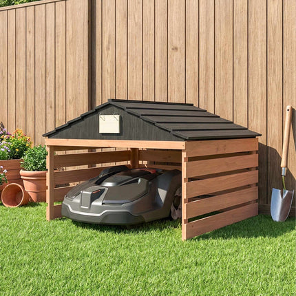 Garage en bois pour tondeuse robotisée, résistant aux intempéries, 79 x 74 x 54 cm