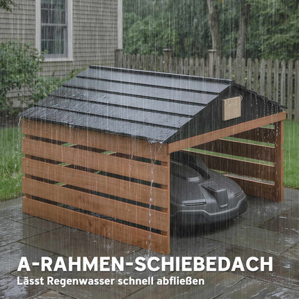 Garage en bois pour tondeuse robotisée, résistant aux intempéries, 79 x 74 x 54 cm