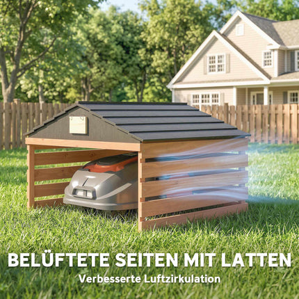 Garage en bois pour tondeuse robotisée, résistant aux intempéries, 79 x 74 x 54 cm