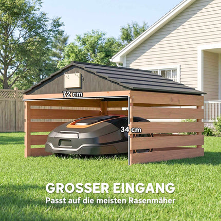 Garage en bois pour tondeuse robotisée, résistant aux intempéries, 79 x 74 x 54 cm