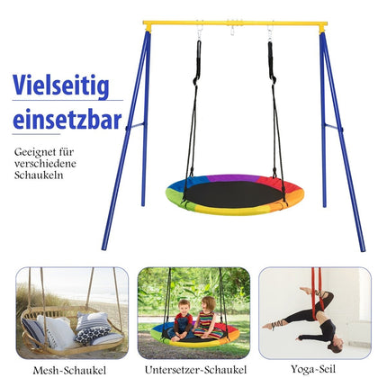 Robustes Metall Schaukelgestell A-Rahmen Gartenschaukelgestell 194 x 184 x 180 cm Blau + Gelb