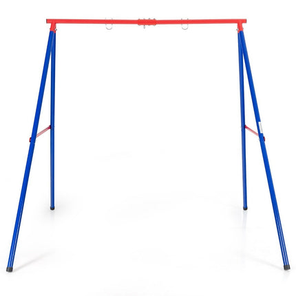 Cadre de balançoire en métal robuste, cadre de balançoire de jardin en A, 194 x 184 x 180 cm, rouge + bleu