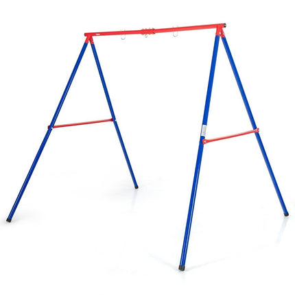 Cadre de balançoire en métal robuste, cadre de balançoire de jardin en A, 194 x 184 x 180 cm, rouge + bleu
