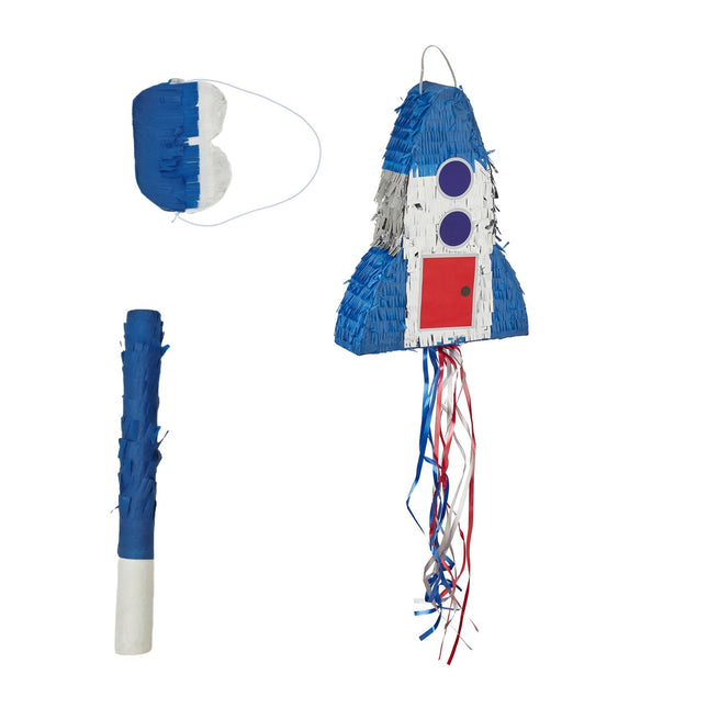 Piñata fusée avec chauve-souris et masque pour fêtes