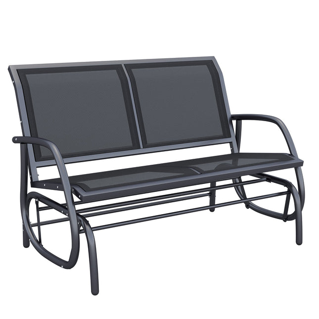 Hollywoodschaukel aus schwarzem Metall – 2-Sitzer, 120 x 70 x 88 cm