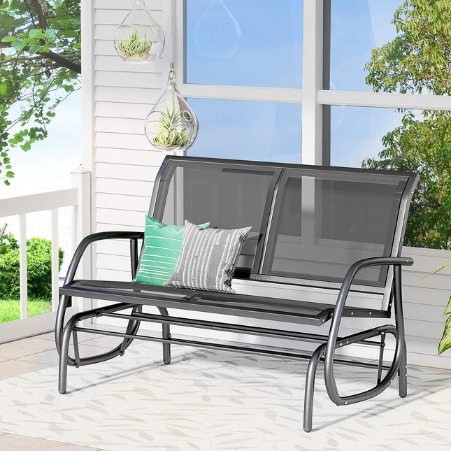 Hollywoodschaukel aus schwarzem Metall – 2-Sitzer, 120 x 70 x 88 cm
