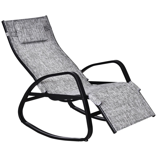 Grauer verstellbarer Schaukelstuhl mit Kissen für Terrasse & Balkon