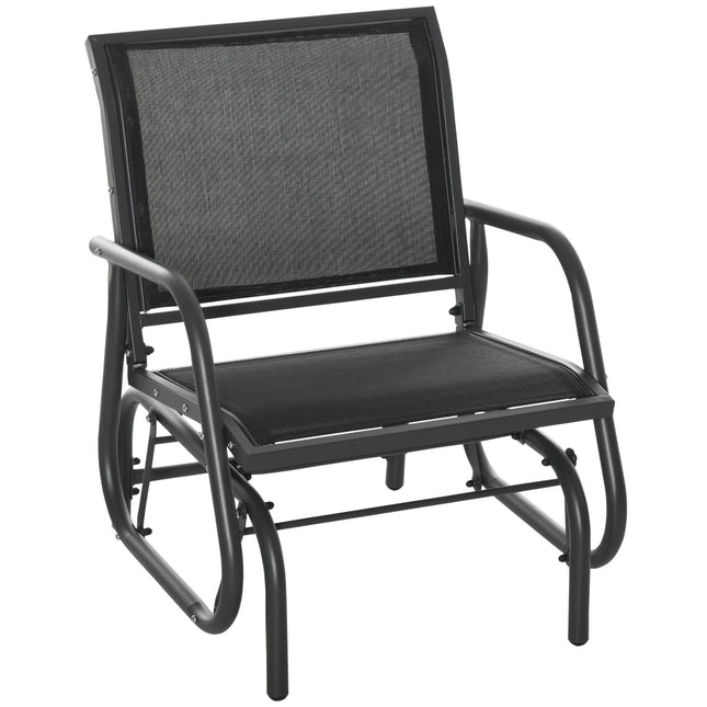 Chaise À Bascule De Jardin Chaise De Jardin Chaise De Relaxation Balançoire De Jardin Chaise À Bascule En Métal Pour Patio Balcon Maille Noir 75 X 66 X 85 Cm