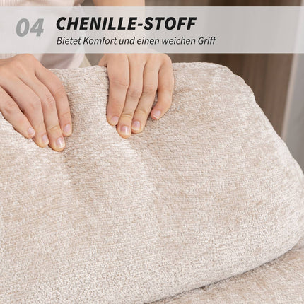 Fauteuil à bascule avec pieds en acier et base en bois, blanc crème