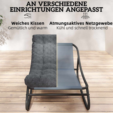 Fauteuil à bascule avec large assise en maille et coussin épais, gris