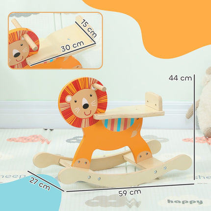 Cheval à bascule, motif lion, bois, capacité de charge 25 kg, 2 à 5 ans