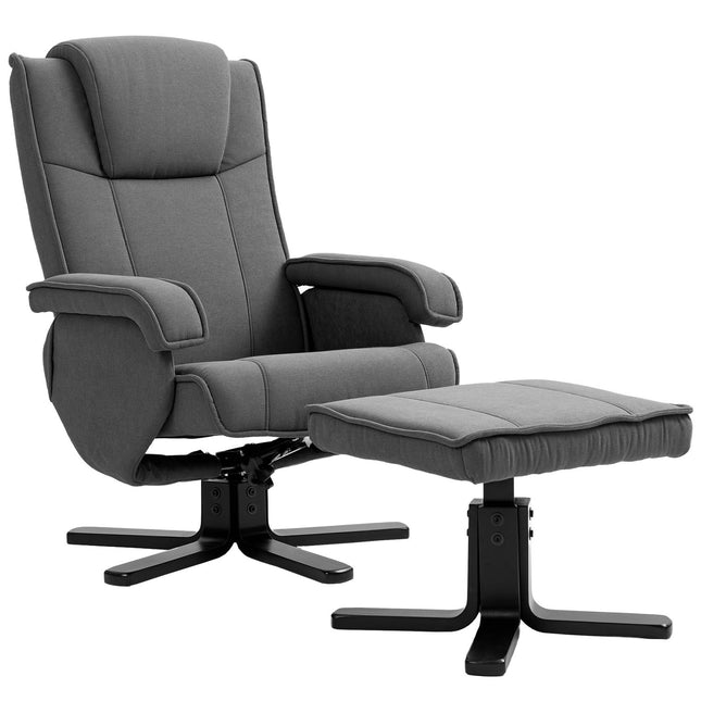 Relaxliege mit Fußhocker, Samt-Optik, drehbar, Grau