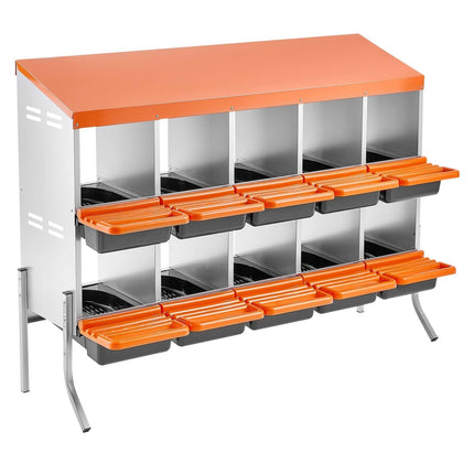 Roll-Away Chicken Nesting Box, 10 Compartments, Legs