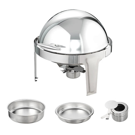 Roll Top Chafing Dish Set, 6 Qt, 2-Pack Stainless Steel