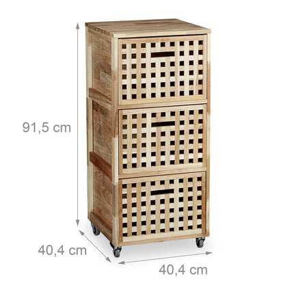 Rollcontainer 3 Fächer Walnuss