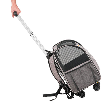 Rolling Cat Carrier With Wheels, Telescopic Handle, 18 lb