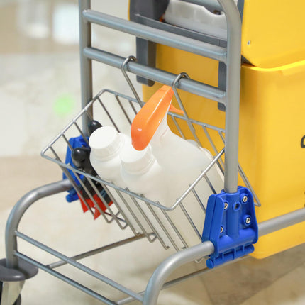 Seau de nettoyage à roulettes, 26 L, en plastique, avec poignée en métal