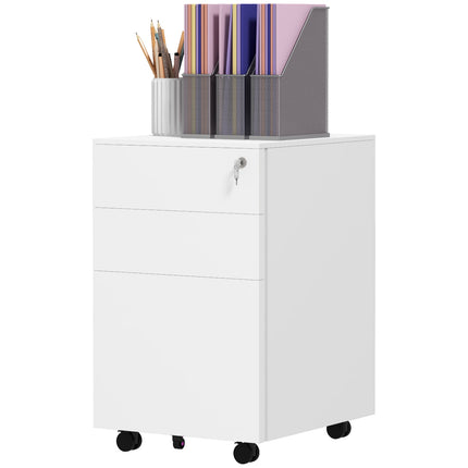 Rollbarer Aktenschrank aus Stahl, abschließbar, 3 Schubladen, DIN A4 Format