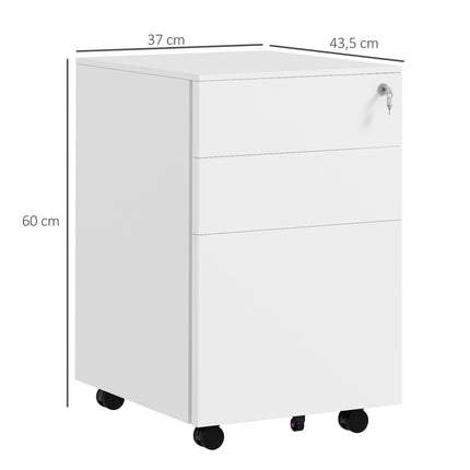 Rollbarer Aktenschrank aus Stahl, abschließbar, 3 Schubladen, DIN A4 Format