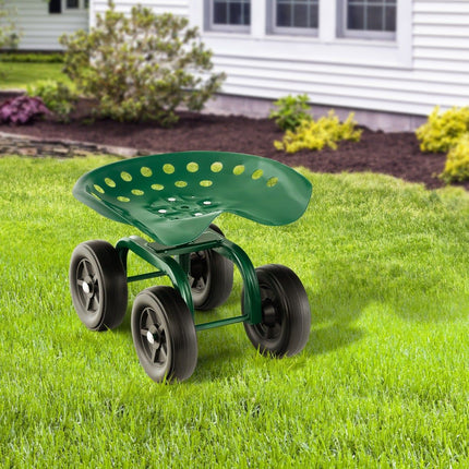 Siège de jardin roulant avec chaise pivotante et réglable