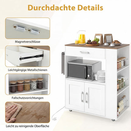 Rollbarer Küchenwagen mit Ladestation & Ablagen
