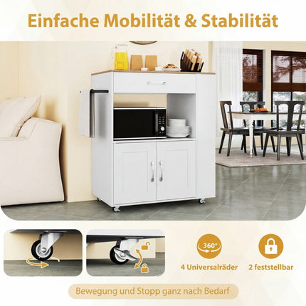 Rollbarer Küchenwagen mit Ladestation & Ablagen