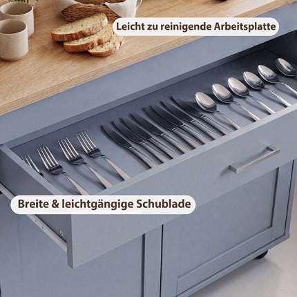 Rollbarer Küchenwagen mit Schublade, Gewürzregal und Handtuchhalter