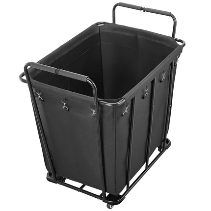 Rolling Laundry Cart, Waterproof Liner, 260 Lb, Black