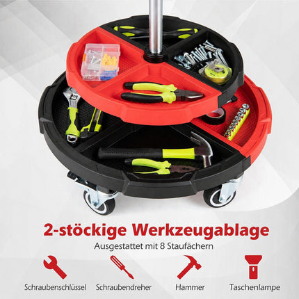 Tabouret roulant de mécanicien avec siège rembourré, capacité de 150 kg