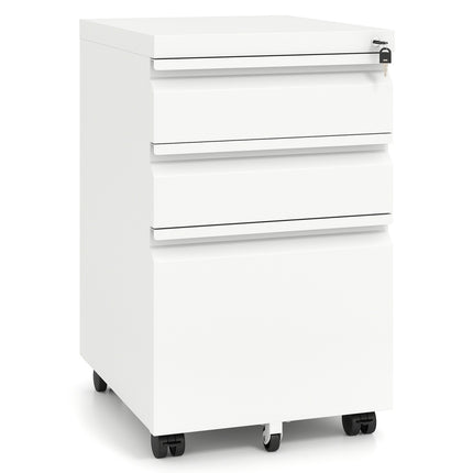 Rollbarer Metall-Aktenschrank, abschließbar, 3 Schubladen, DIN A4