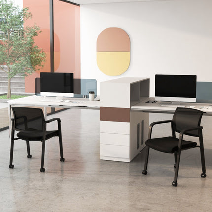 Chaises de bureau à roulettes, dossier en maille, empilables, lot de 2