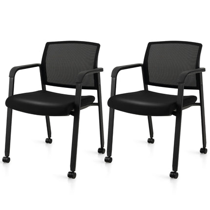 Chaises de bureau à roulettes, dossier en maille, empilables, lot de 2