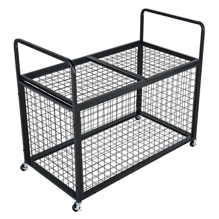 Rolling Sports Ball Storage Cart, Lockable Steel Double Lid
